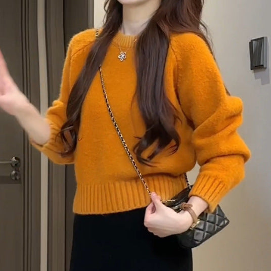 Women's Solid Color Loose Korean Casual Pullover Knitted Long Sweater