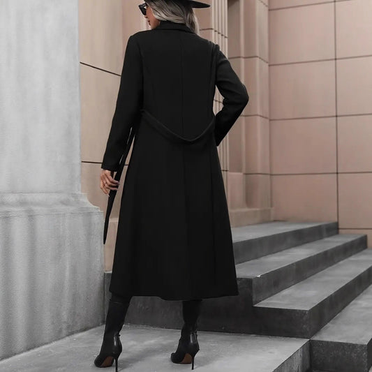 Autumn Lady Minimalist Basic Belt King-size Coats