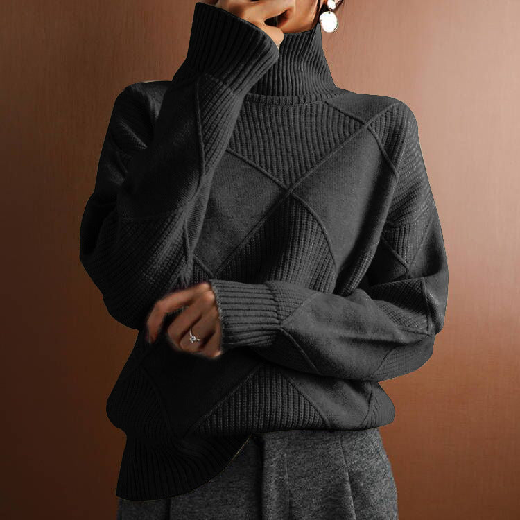 Women's Loose Temperament Commuter Solid Color Turtleneck Sweater