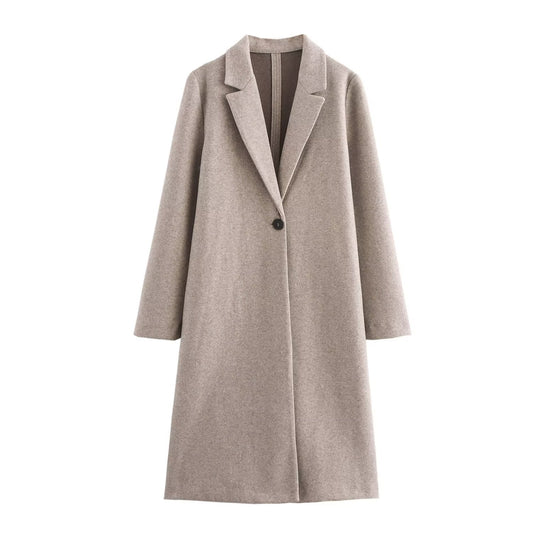 Women's Temperament Wild Button Decoration Soft Overcoat Coats