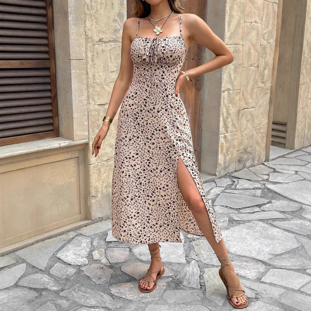 Women's Body Printed Sexy Sling Mid-length Summer Commuting Minimalist Dress