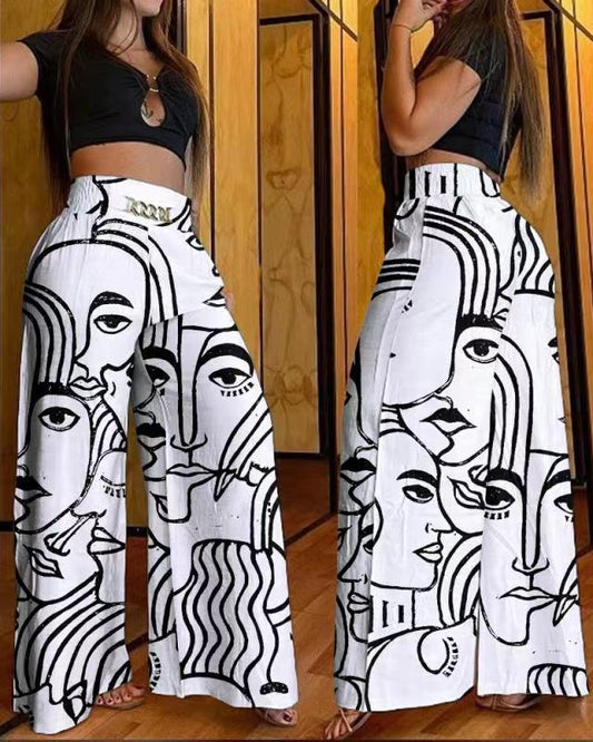 Color Wide Leg High Waist Trousers Pants