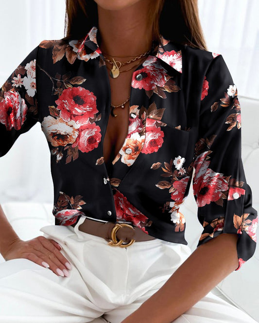 Women's Casual Long Sleeve Shirt Printed Blouses