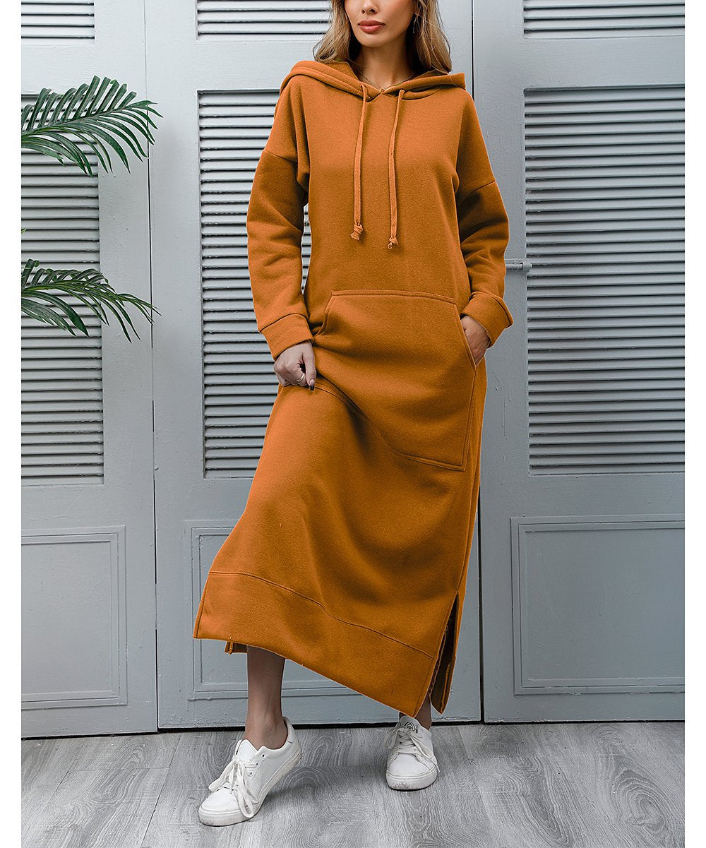 Loose Oversized Knit Hooded Brushed Hoody Casual Fashion Large Dress