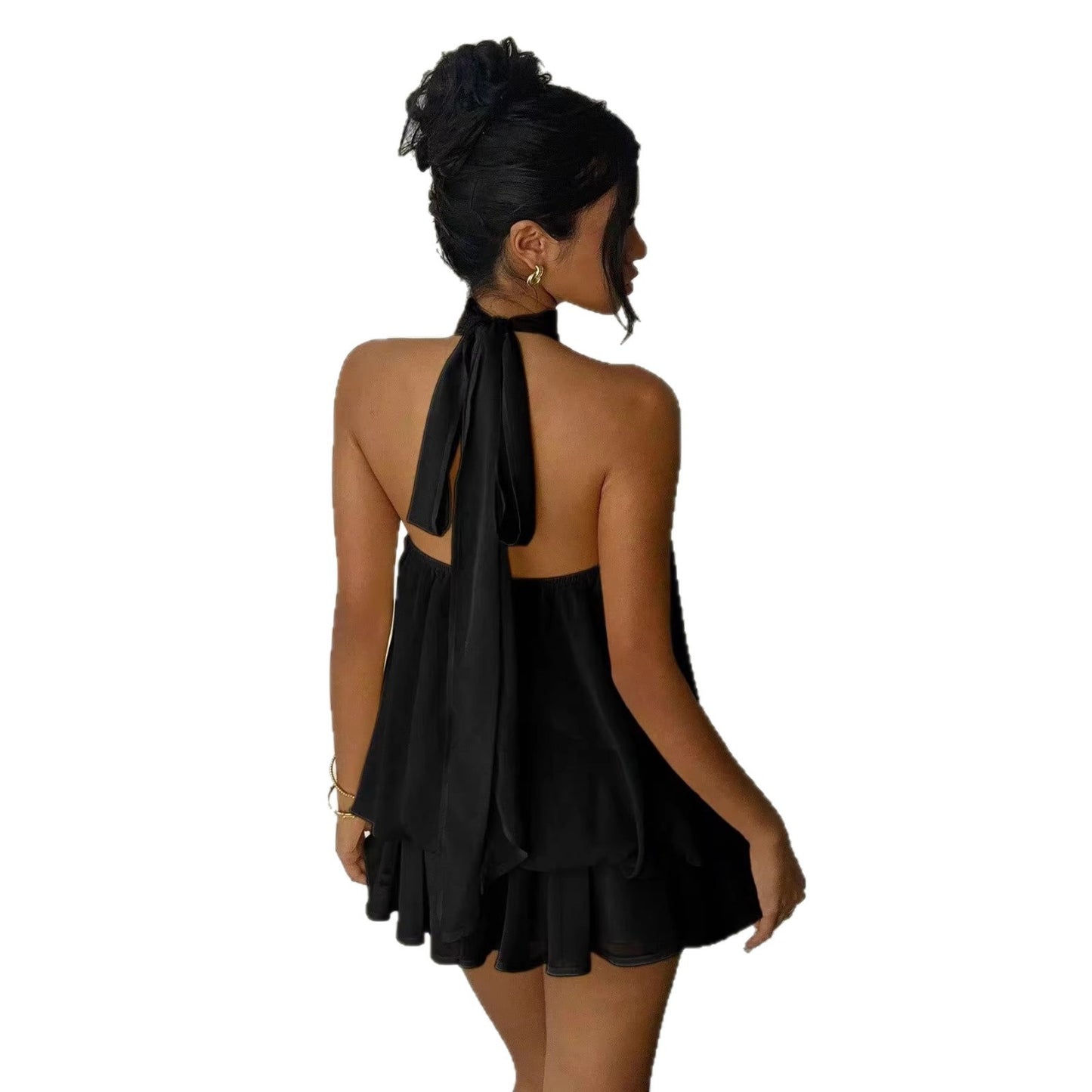 Women's Solid Color Vacation Sexy Backless Halter Dress