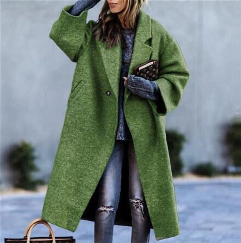 Women's Casual Long Pure Color Warm Keeping Coats