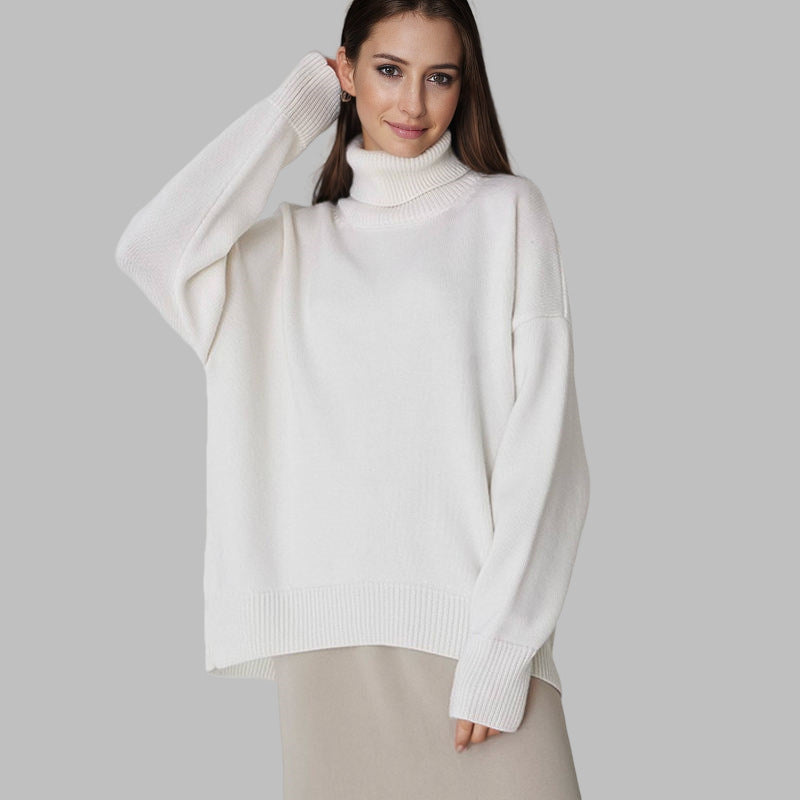 Women's Solid Color Turtleneck Loose Versatile Classic Sweaters