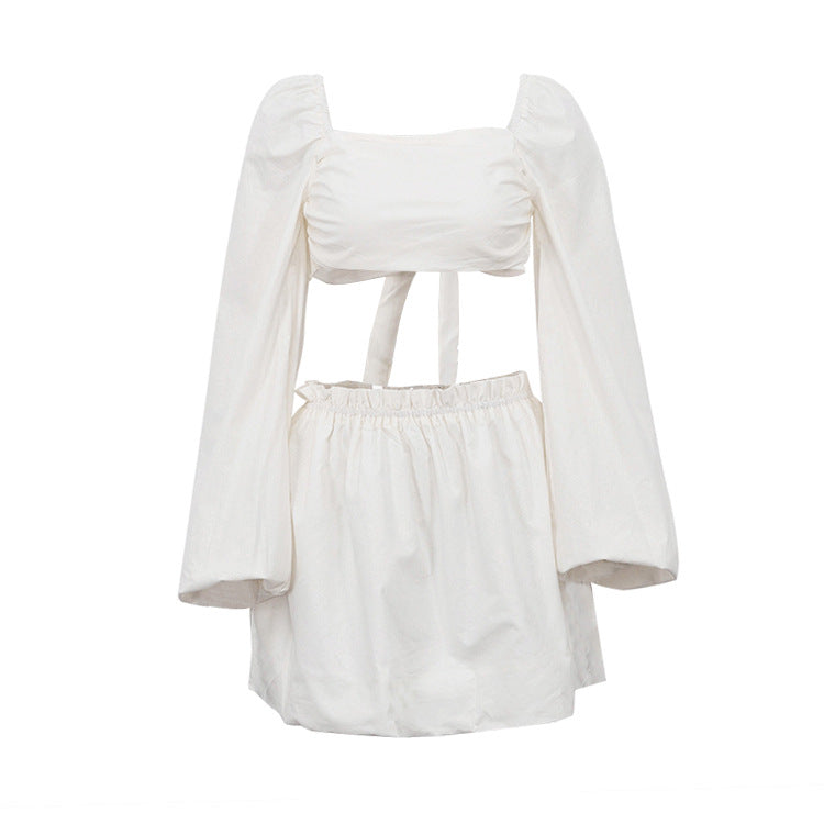 Women's Fashion Tube Backless Pleated High Waist Suits