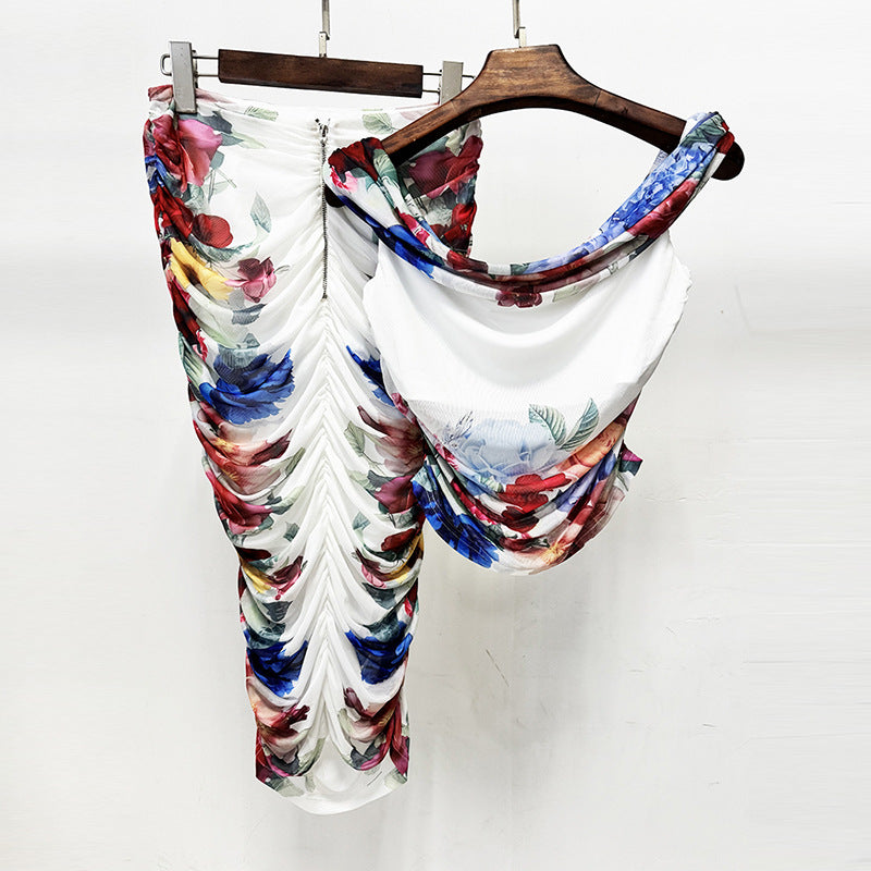Attractive Graceful Mesh Floral Print Stretch Skirts