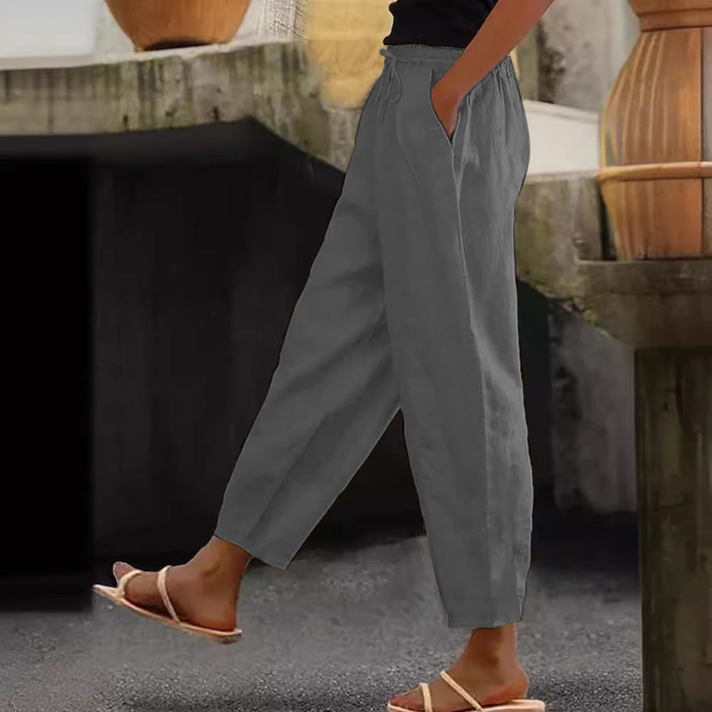 Women's Linen Solid Color Fashion Casual Daily Pants