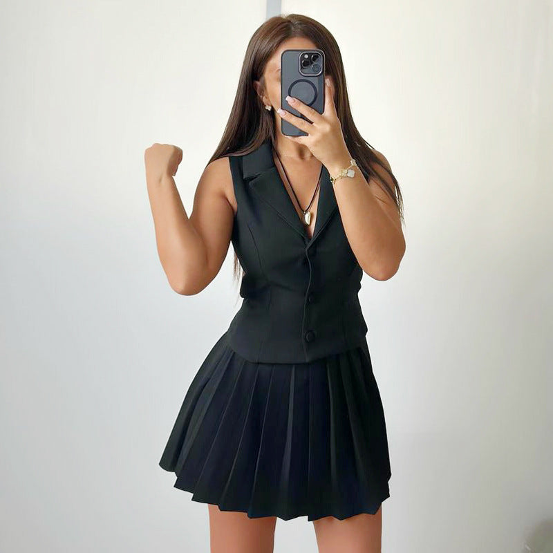 Women's Summer Pleated Fashion Casual Two-piece Suits