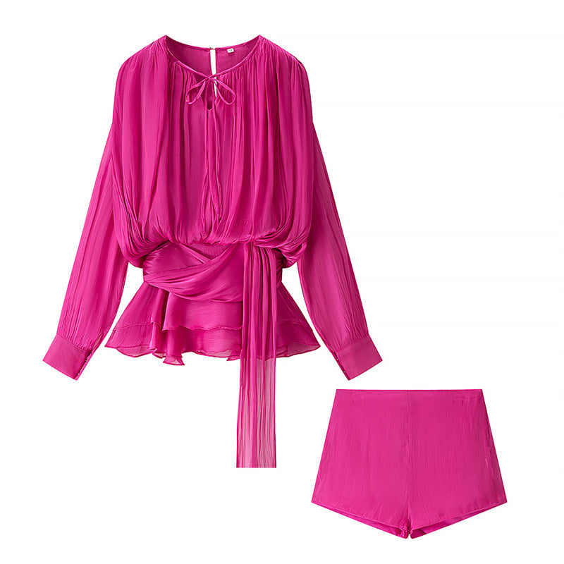 Women's Elegant Pleated Mesh Puff Sleeve Dresses