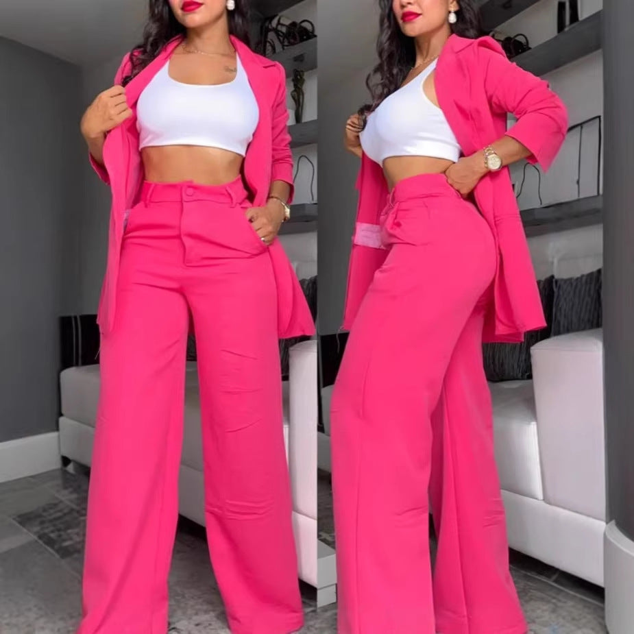 Women's Summer Elegant Pure Color Split Sleeve Suits