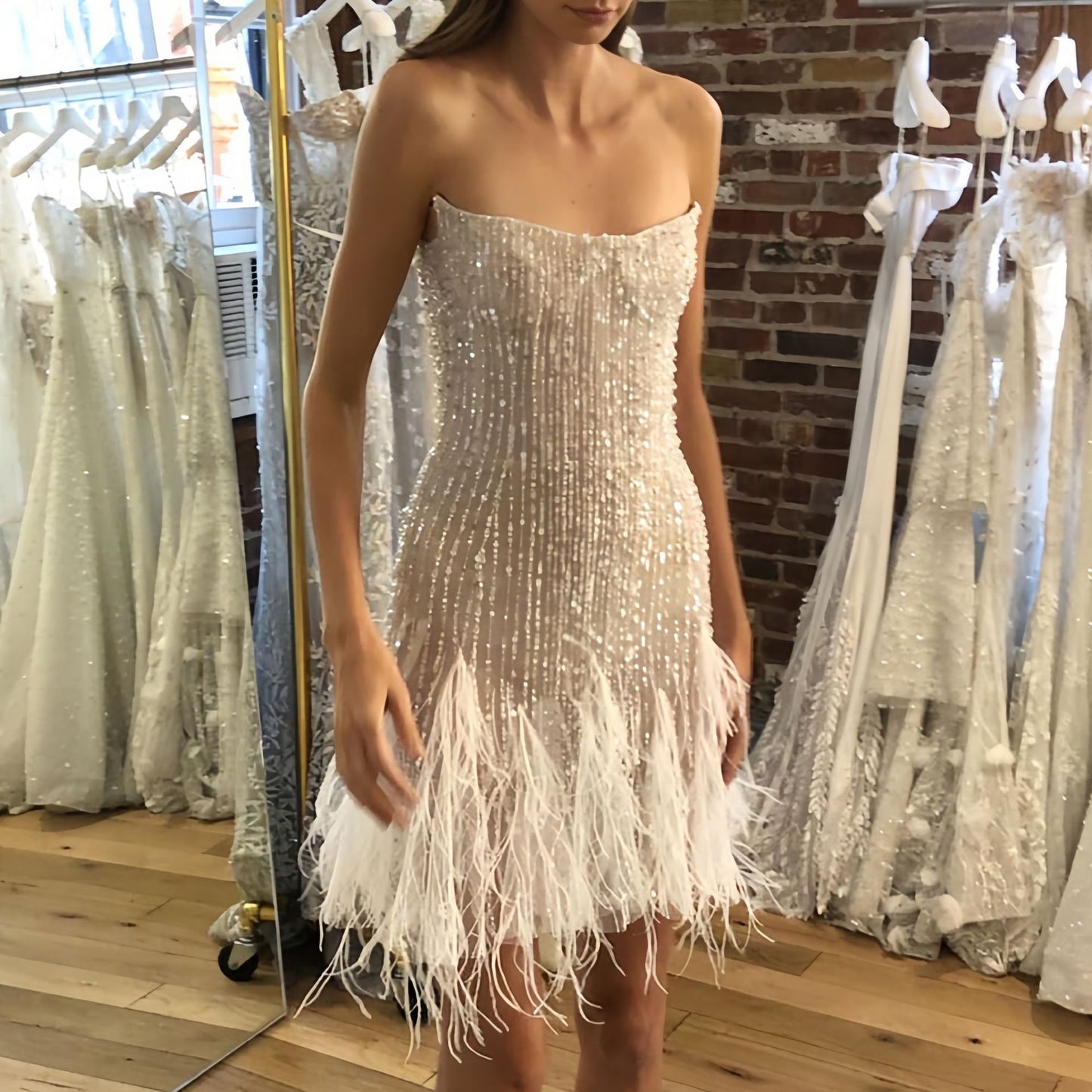 Women's Sexy Waist Trimming Backless Tassel Sequins Dresses