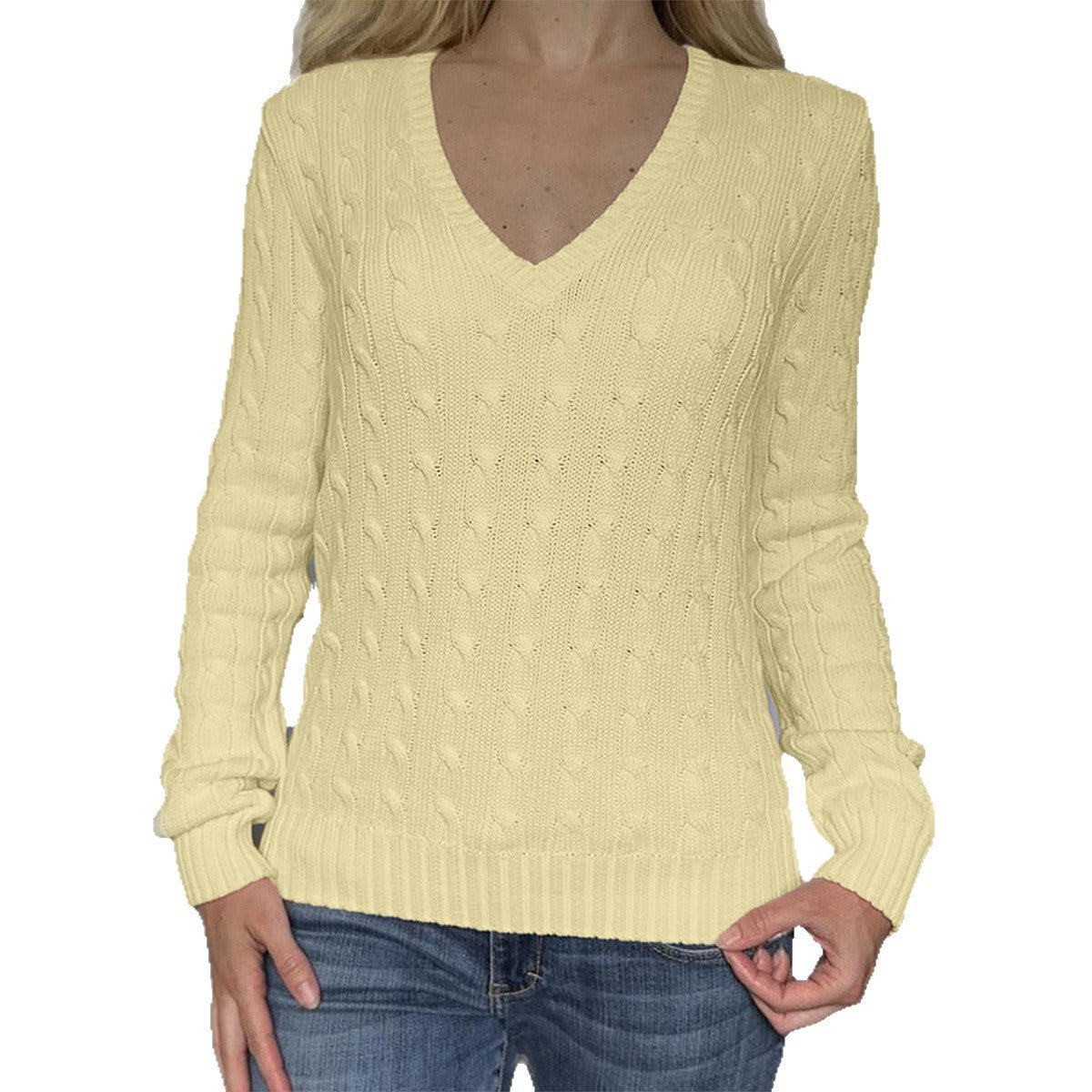 Women's Casual Minimalist Long Sleeve Solid Color Sweater