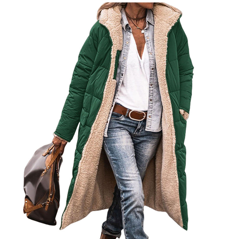 Solid Color Hooded Cotton Long Sleeve Double-sided Wear Jackets