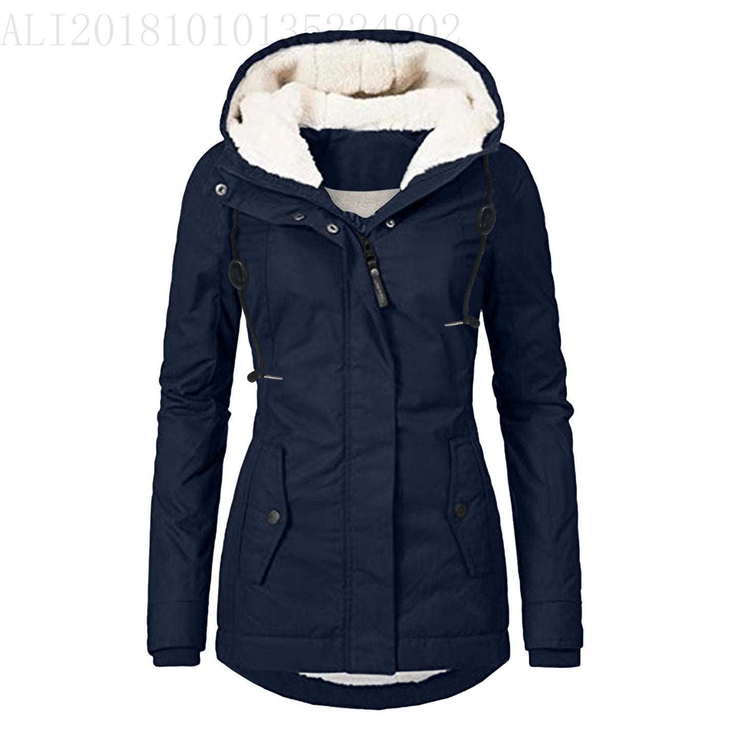 Women's Common Style Hooded Long-sleeved Zipper Pocket Coats