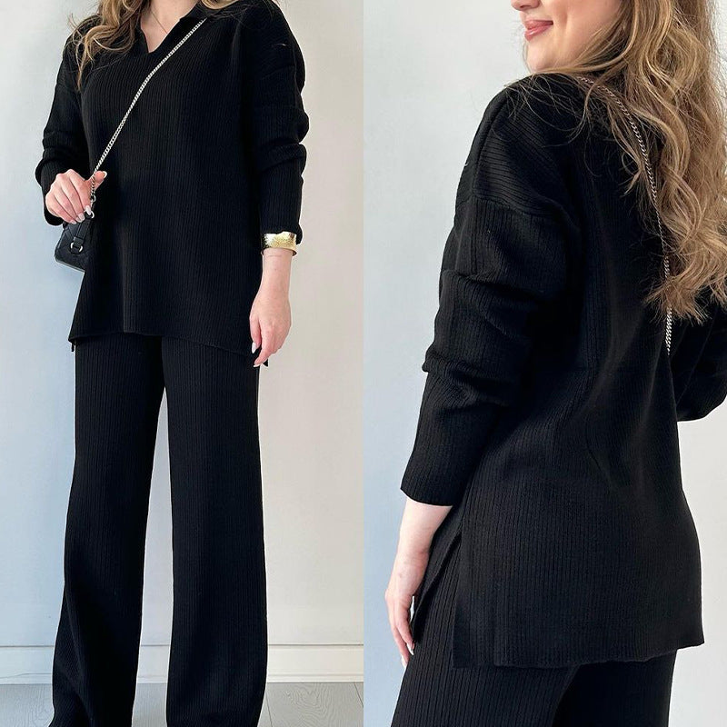 Women's Solid Color Fashion Lapel Loose Casual Suits