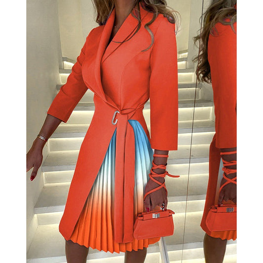 Attractive Collar Fashion Tie Pleated Dress Dresses