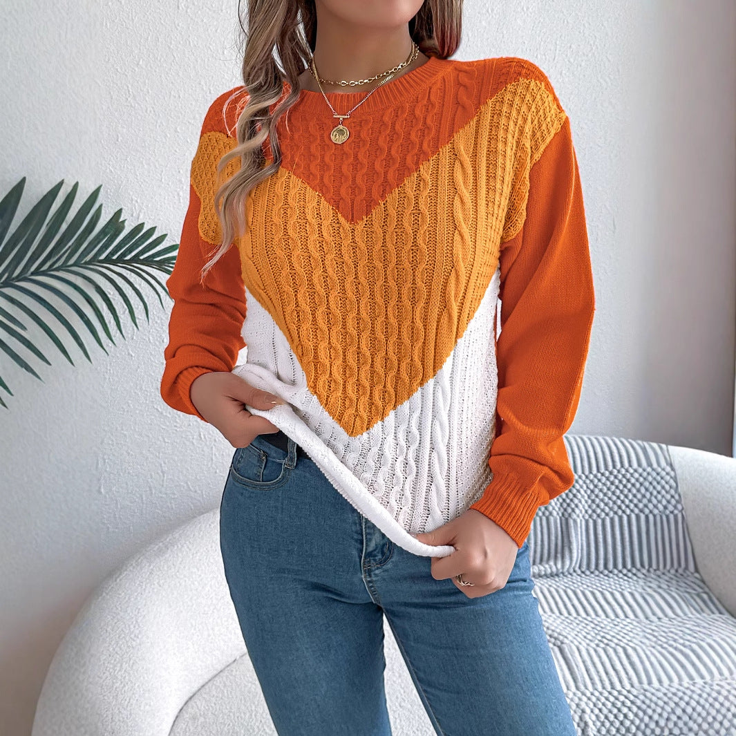 Women's Wind Casual Multicolor Twist Lantern Sleeve Sweater