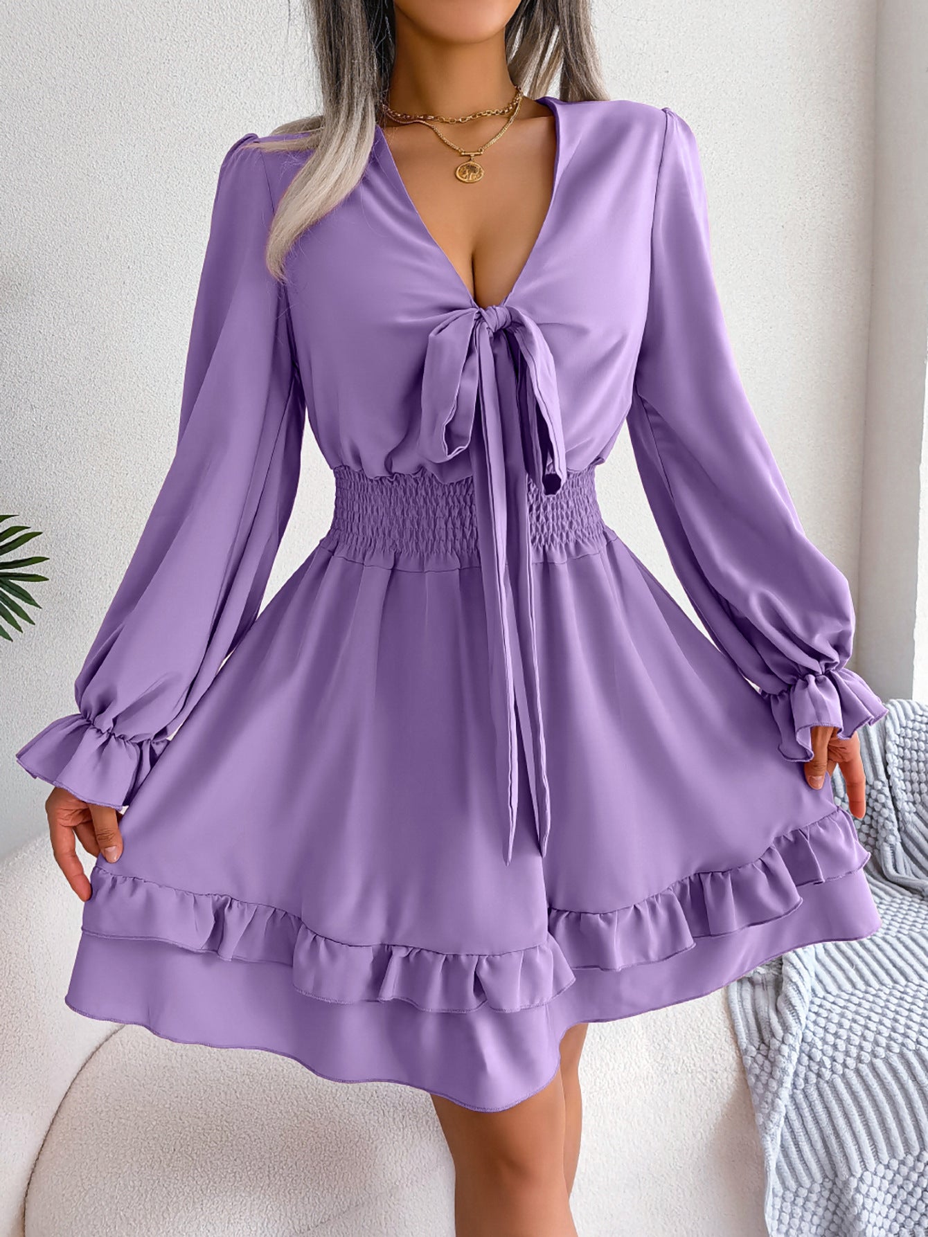 Women's Casual Lace Up Wooden Ear Swing Clothing