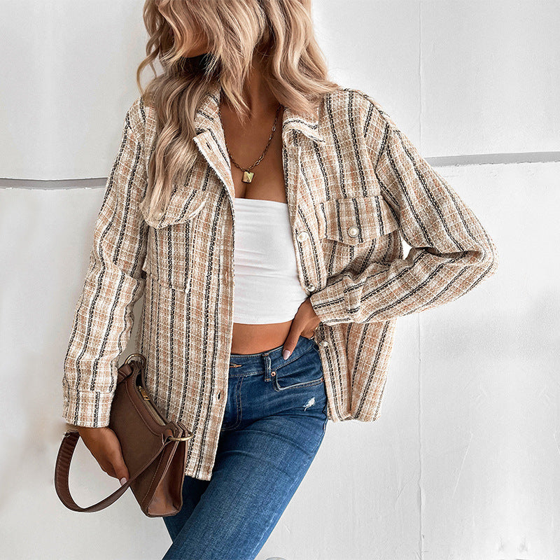 Slouchy Classic Style Design Retro Plaid Jackets