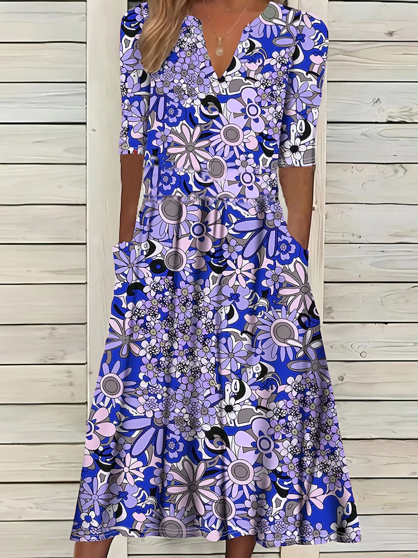 Women's Summer Printed Elegant Half-length Sleeve Dress