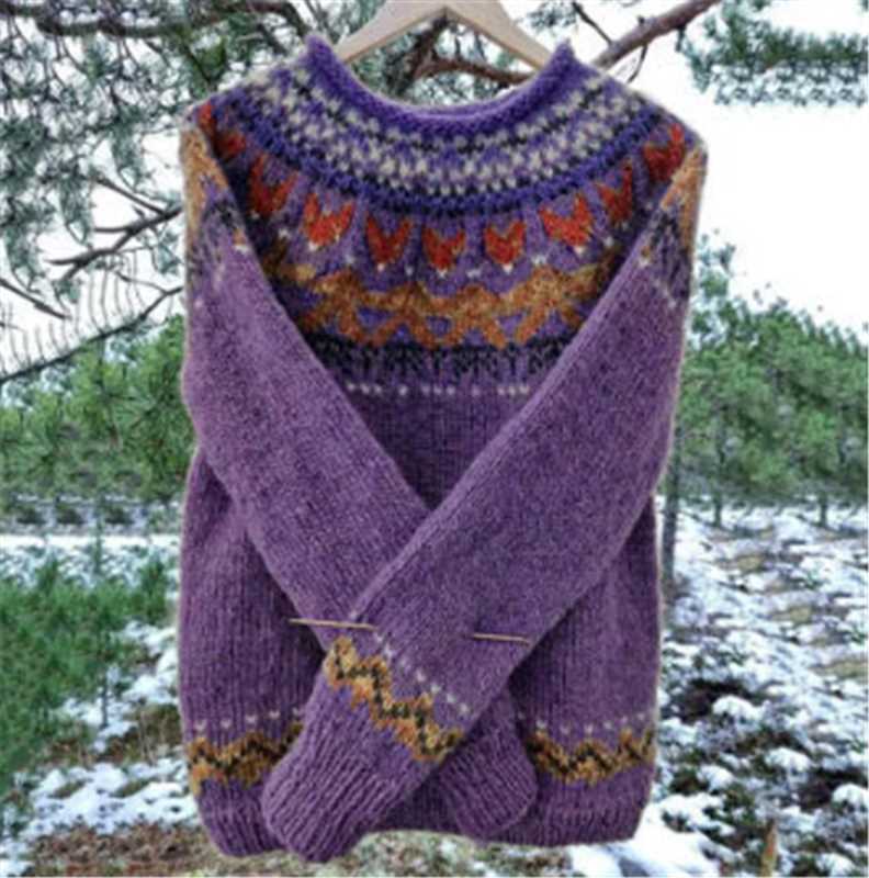 Women's Round Neck Multicolor Loose Fashion Pullover Sweaters