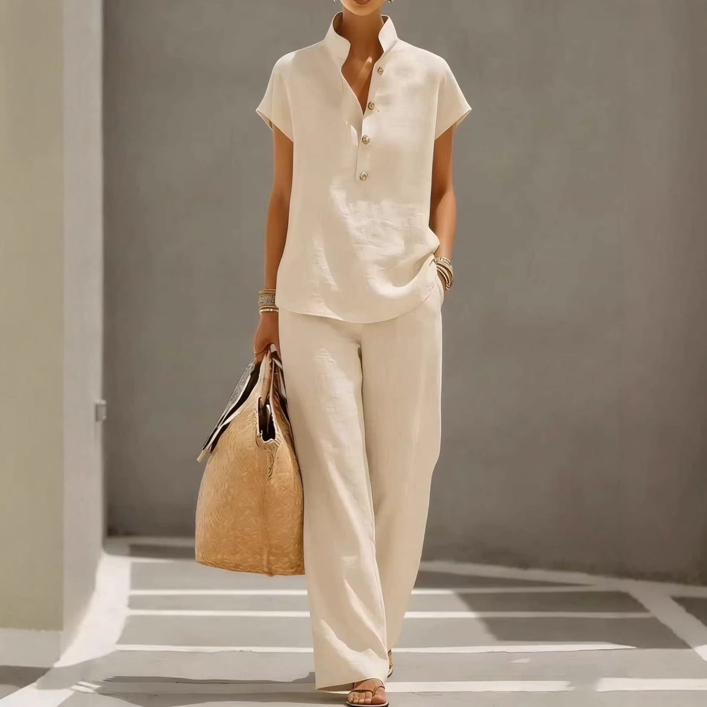 Women's Lazy Style Sleeve Trousers Solid Color Shorts