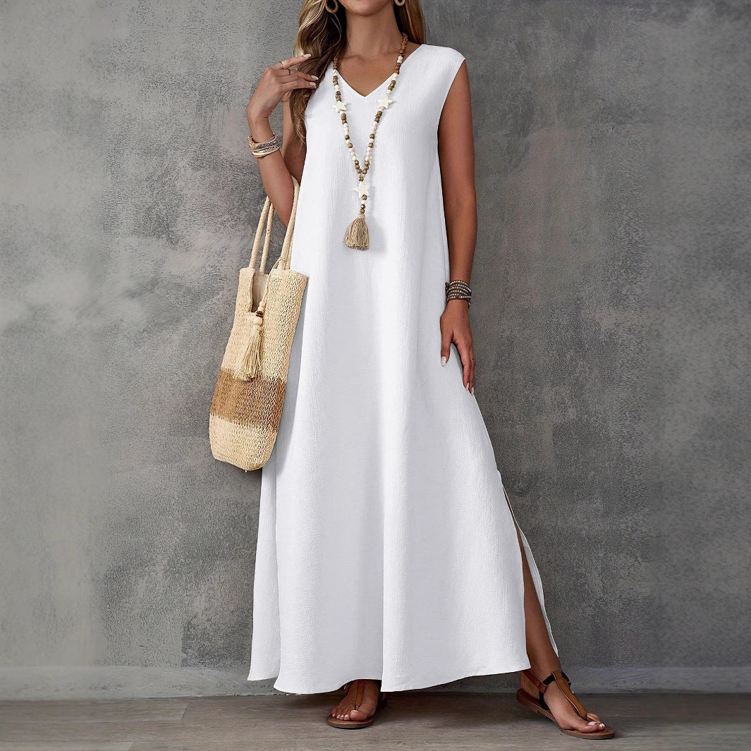 Women's Summer Sleeveless Side Slit Elegant Dress