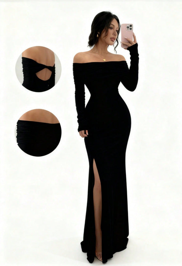 Autumn Long Sleeve Split Fashion Slim Dress