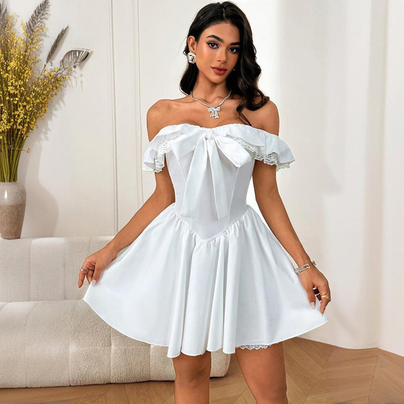 Women's Waist A- Hem French Court Bow Dresses