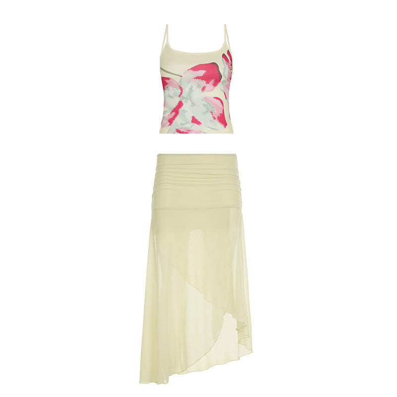 Low Waist Solid Color Pleated Irregular Skirts