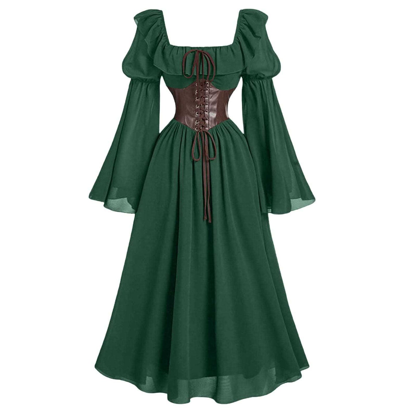 Women's Dress Flared Sleeve Waist Square Collar Dresses