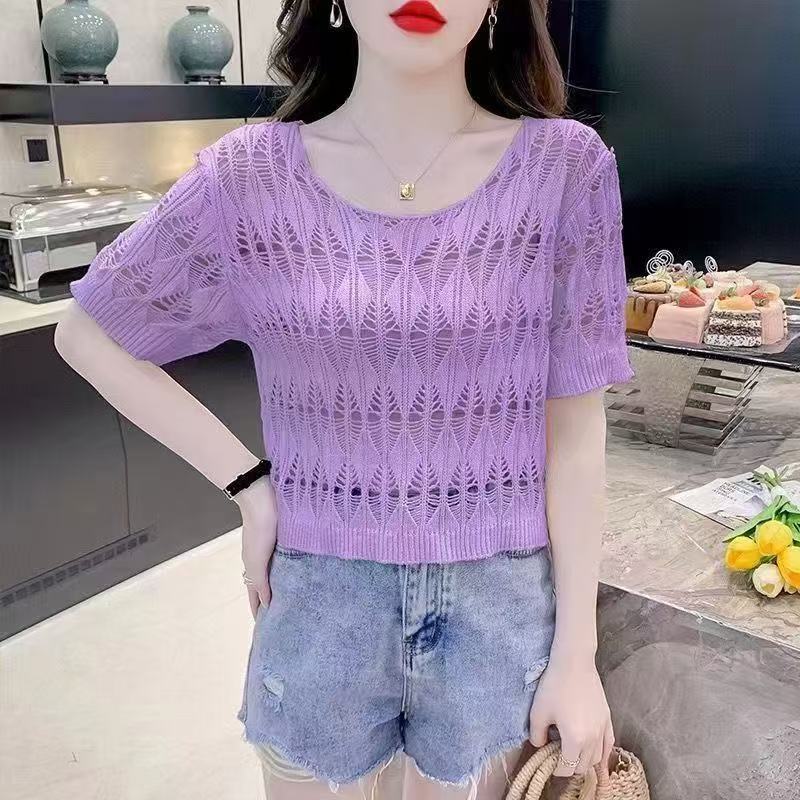 Women's Summer Thin Design Korean Style Ice Silk Elegant Sweaters