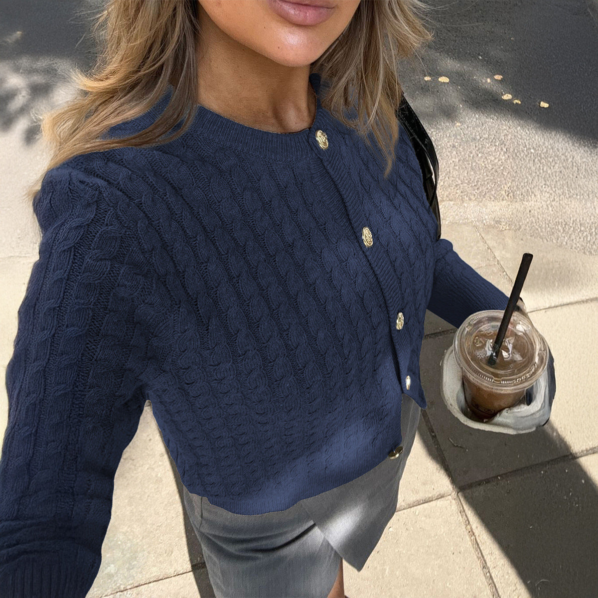 Women's Casual Style Solid Color Long Sleeve T-shirt Sweaters