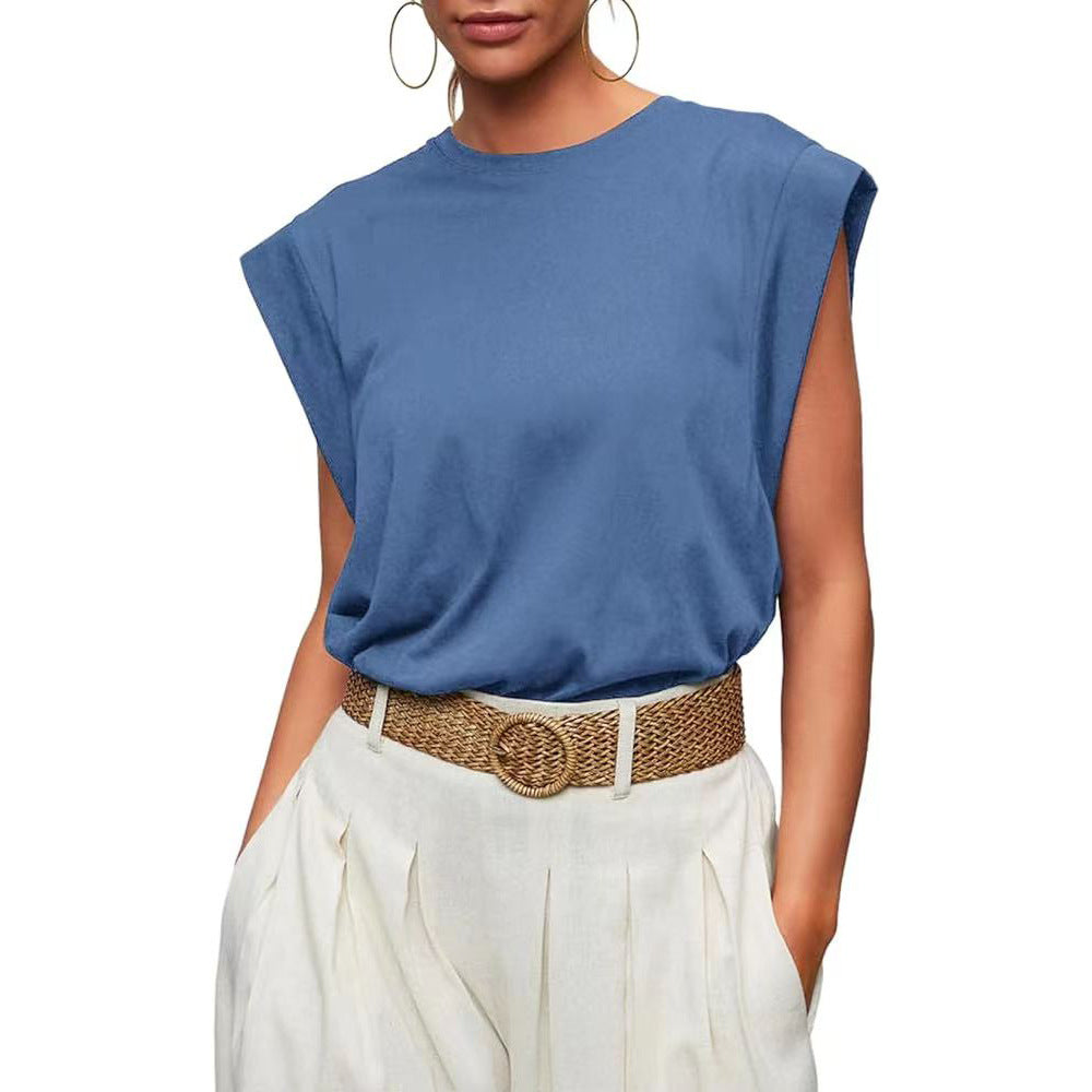 Women's Round Neck Loose Sleeves T-shirt Striped Blouses