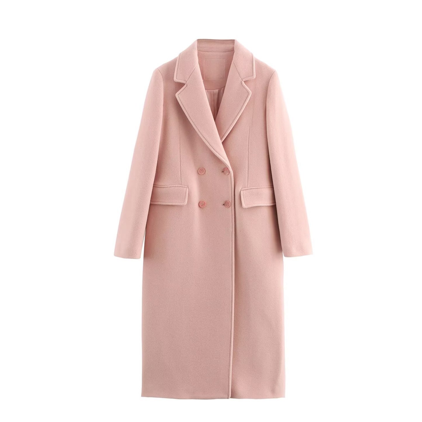 Women's Fashion Woolen Double Breasted Trench Coats