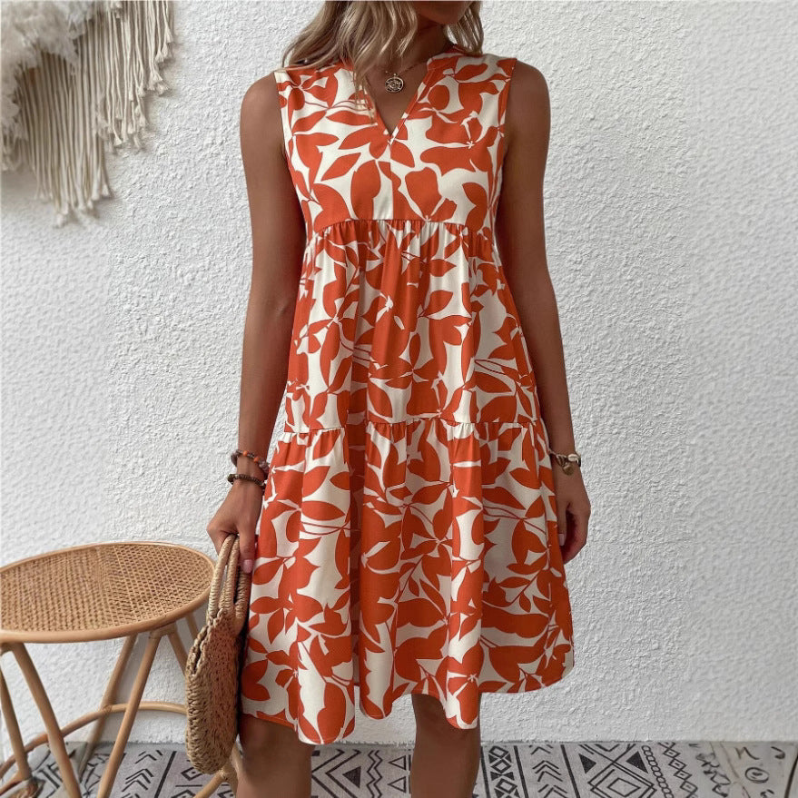 Women's Bohemian Fashion Loose Pleated Print For Dress