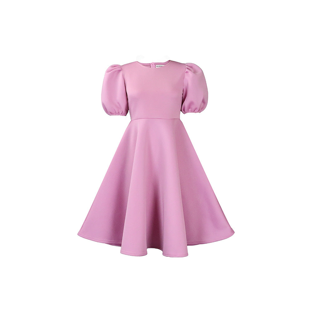 Women's Summer Round Neck Fashion Graceful Puff Sleeve Dresses