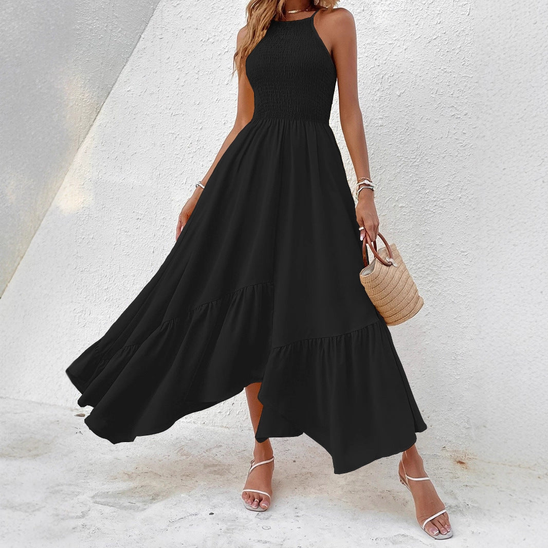 Cool Popular Solid Color Asymmetric Suspender Dress