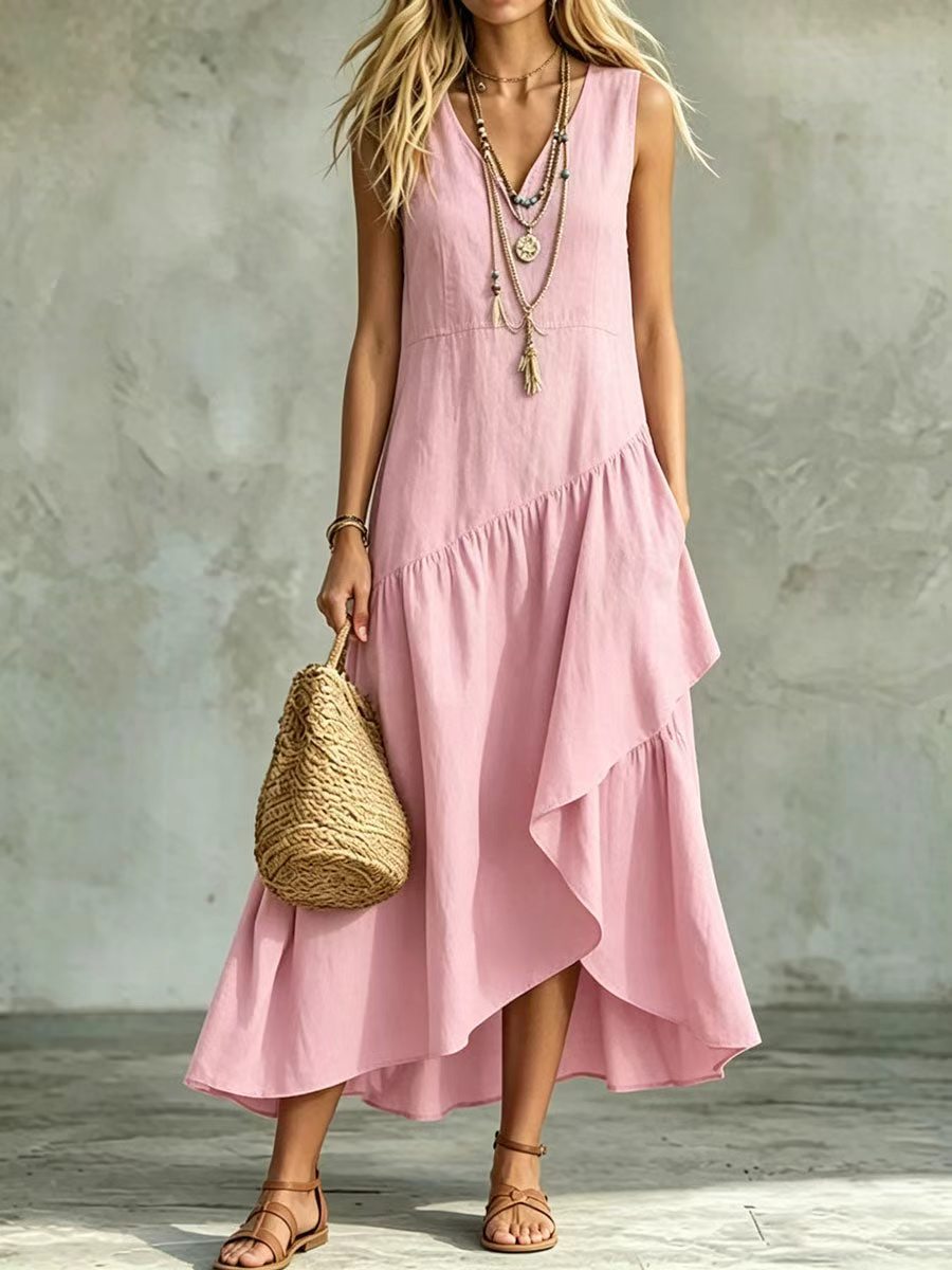 Women's Summer Loose Slimming Sleeveless Irregular Bohemian Dress
