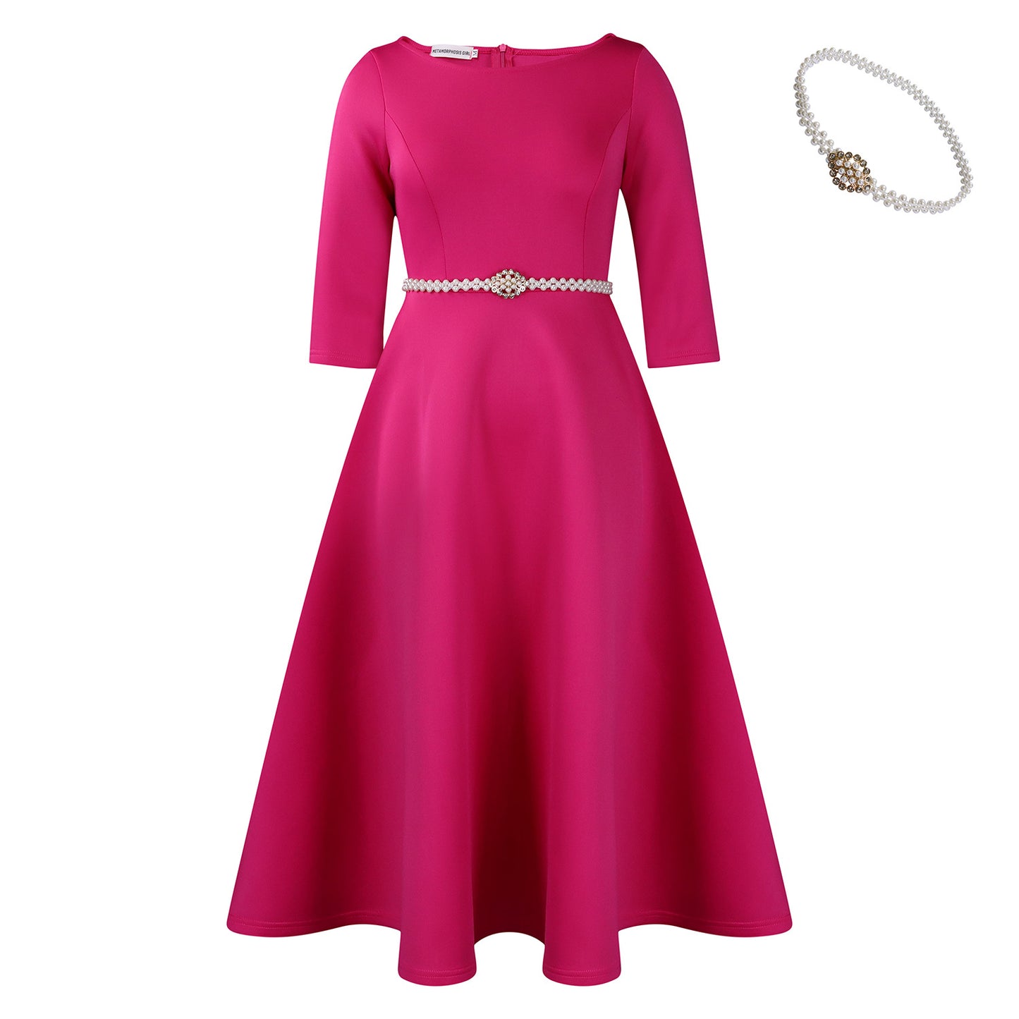 Pretty Solid Color Large Swing Elegant Dress