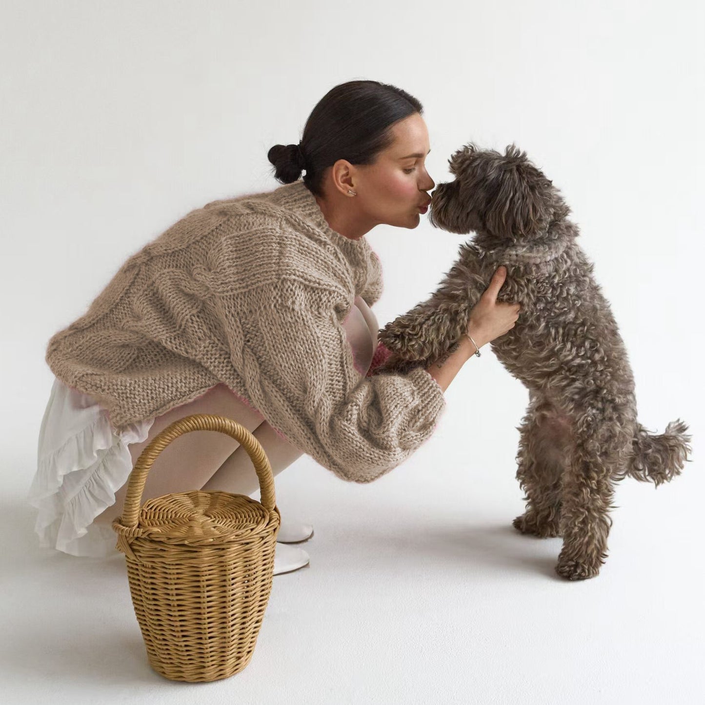 Knitted Round Neck Long Sleeve Twist Sweaters