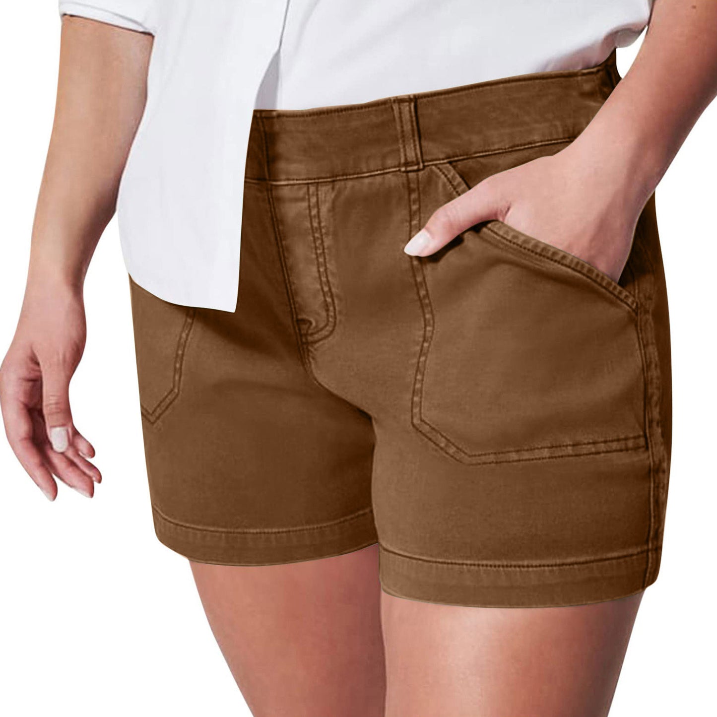 Fashion Simple Pocket Hip Lifting High Elastic Shorts