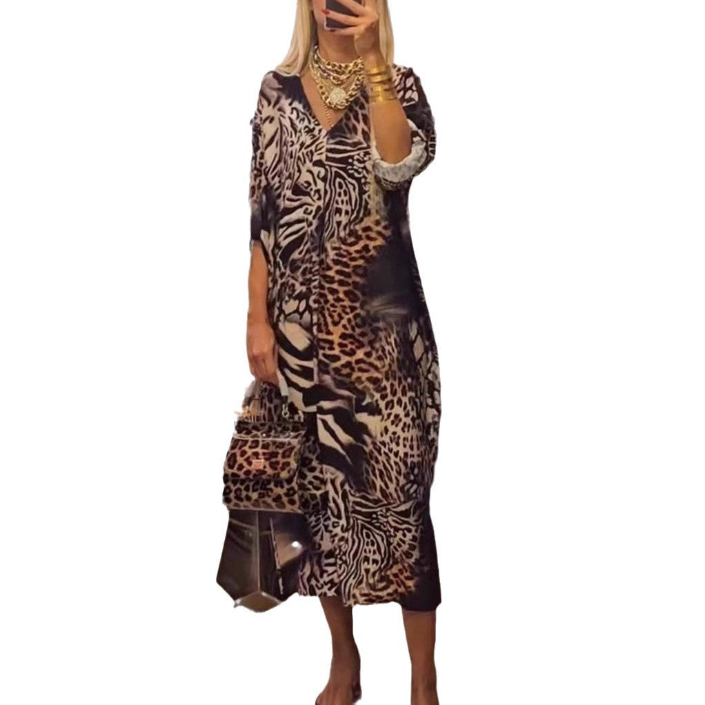 Charming Leopard Print Loose Printed Autumn Dress