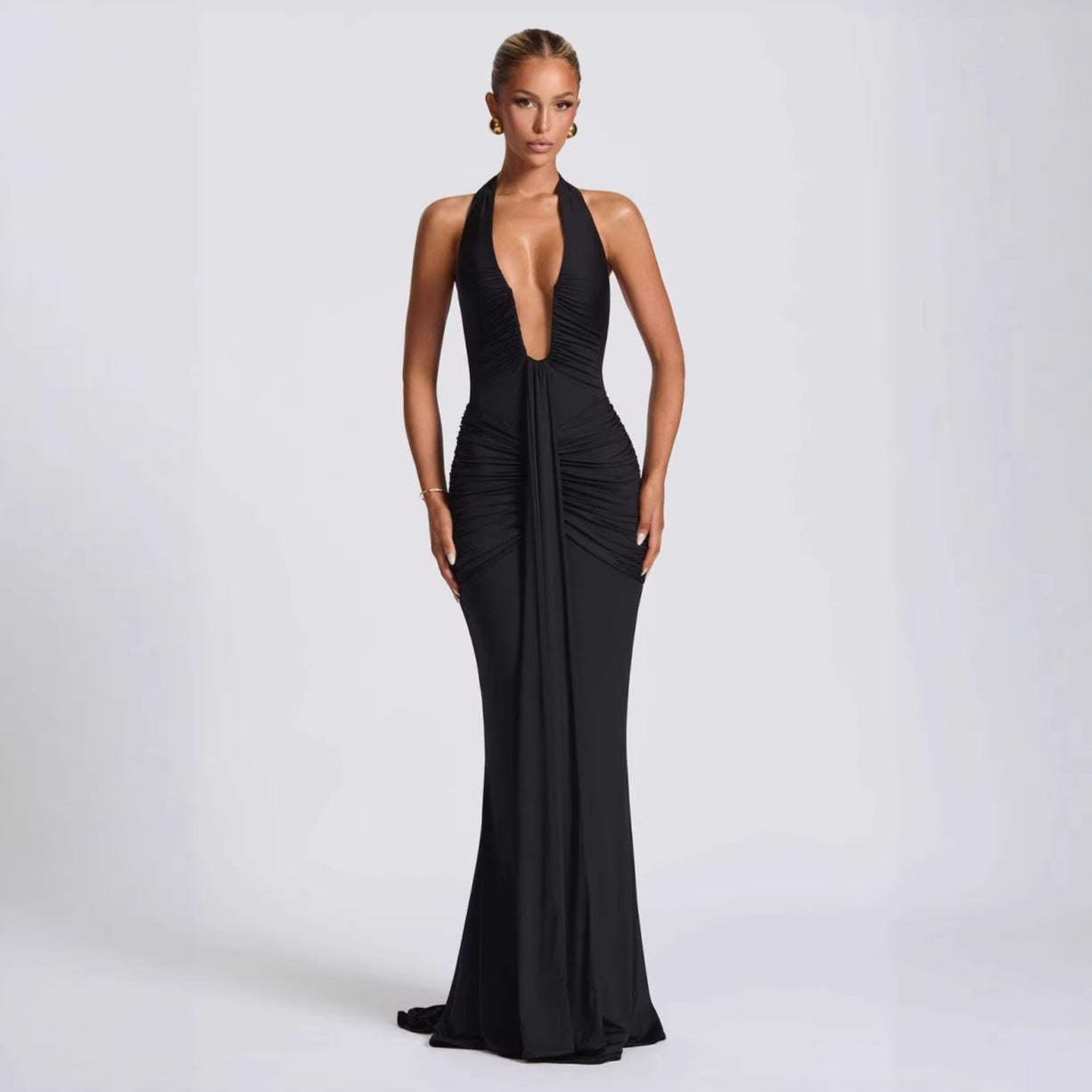 Women's Elegant Vacation Style Backless Halter Sheath American Dress