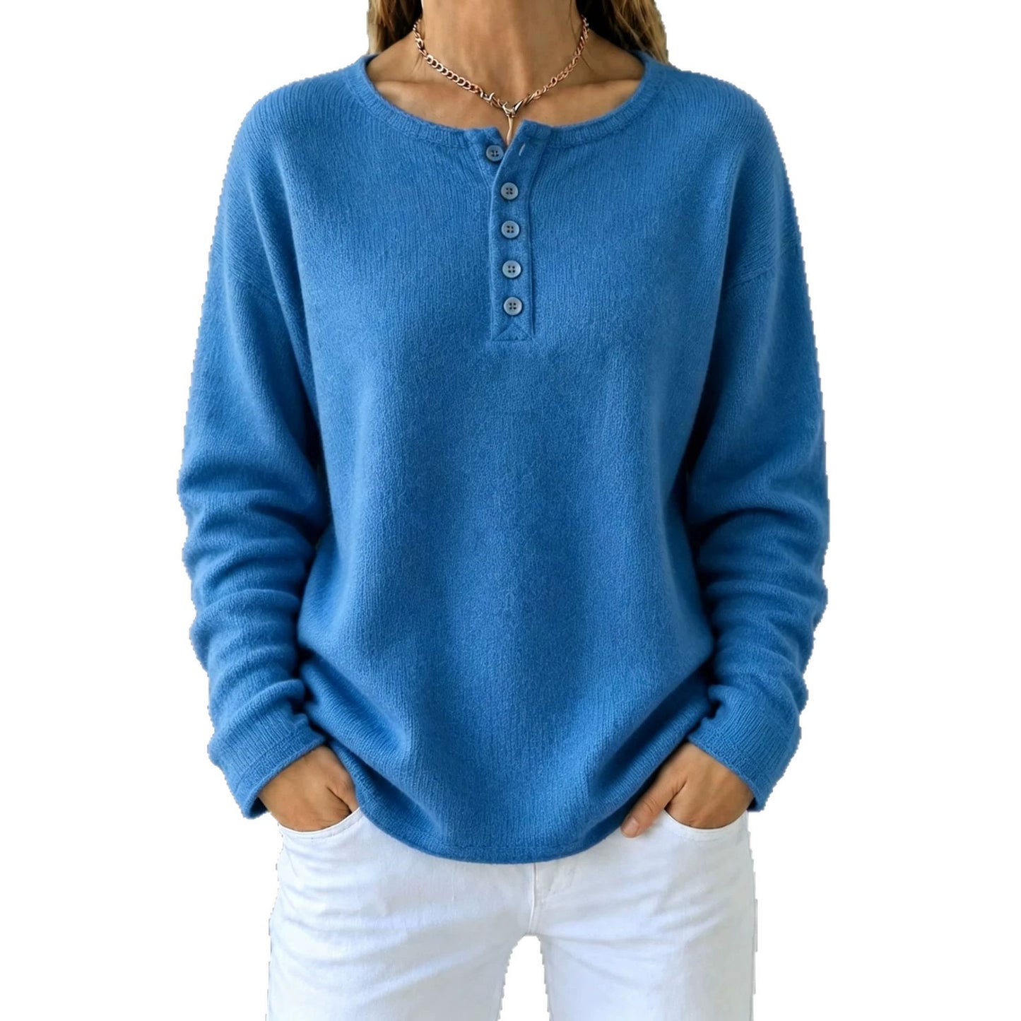 Women's Knitted Button Solid Color Casual Fashion Sweater
