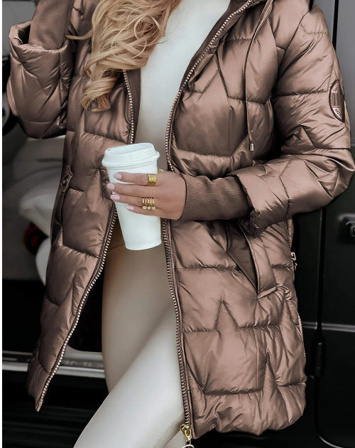 Beautiful Winter Hooded Cotton Triple Zipper Coats