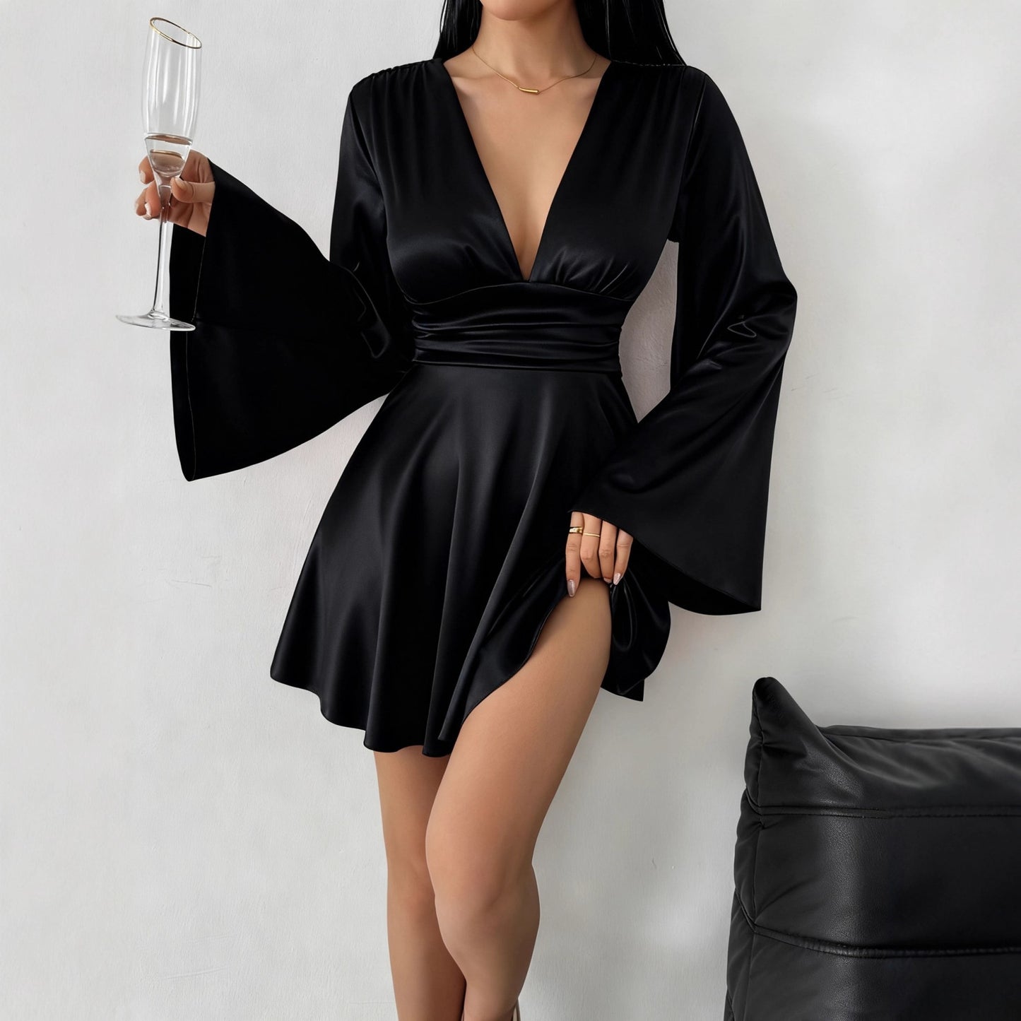 Women's Party Elegant Solid Color Long Sleeve Dress